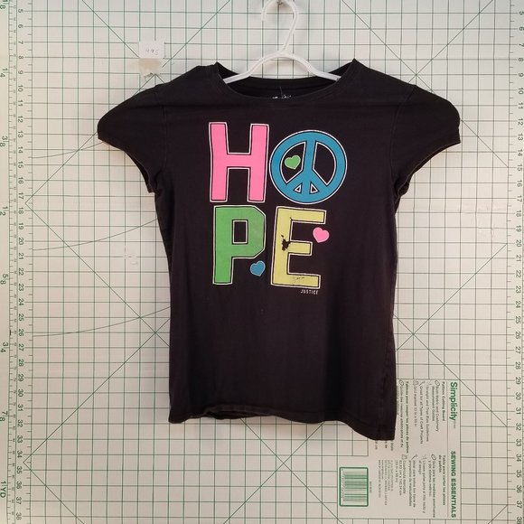 Justice "HOPE" Black Graphic Tee - Picture 1 of 6